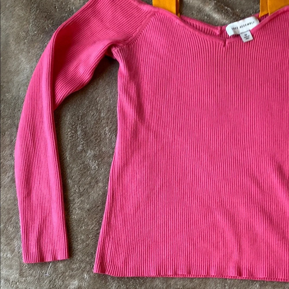 Vibrant Pink Long Sleeve Knit Blouse - Picture 4 of 6